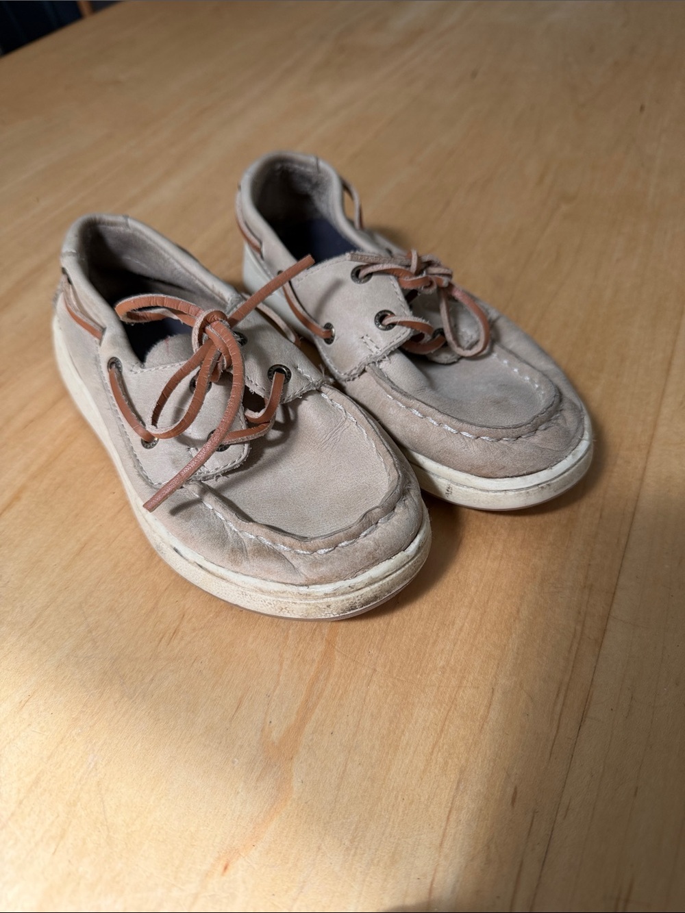 Sperry Kids Tan Boat Shoes with Brown Laces